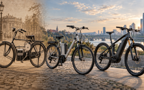 Historia rowerów elektrycznych – od wczesnego prototypu z silnikiem i akumulatorem po nowoczesne rowery elektryczne miejskie i górskie.
