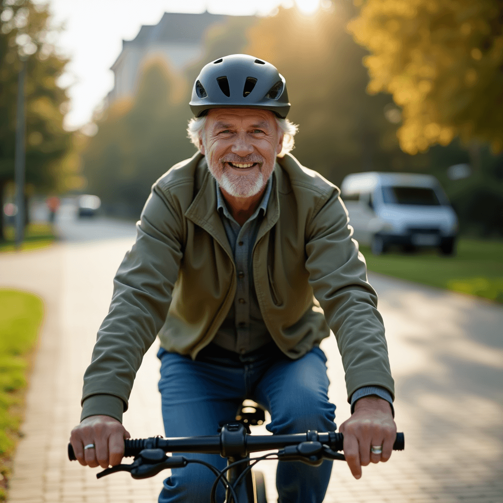 Senior na rowerze elektrycznym