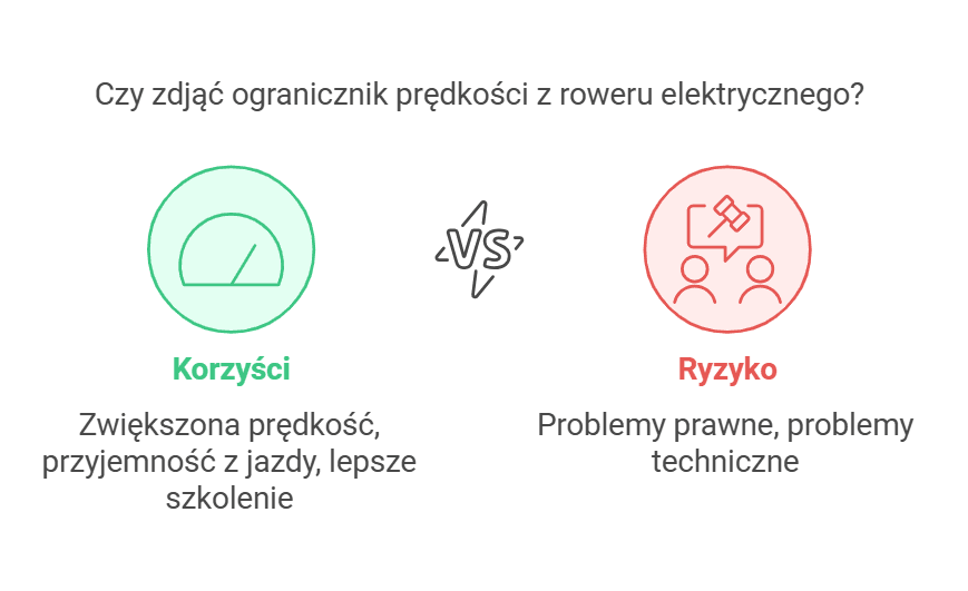 Czy zdjąć ogranicznik prędkości z roweru elektrycznego - infografika