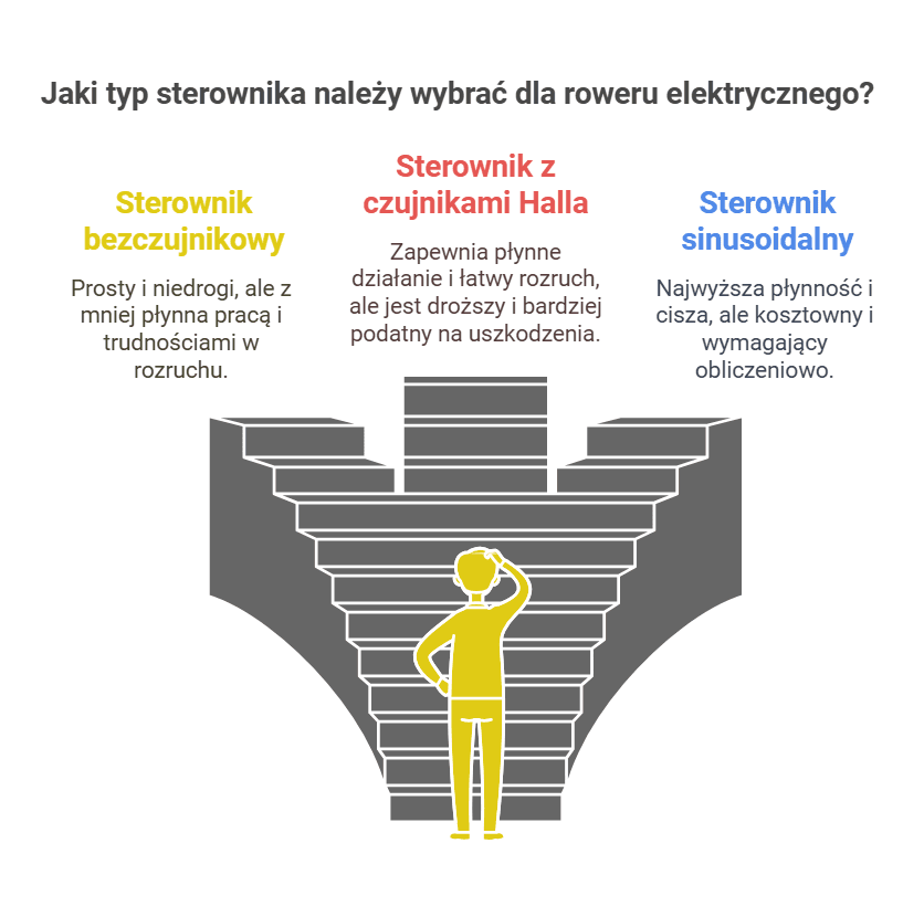 Jaki typ sterownika należy wybrać dla roweru elektrycznego - infografika