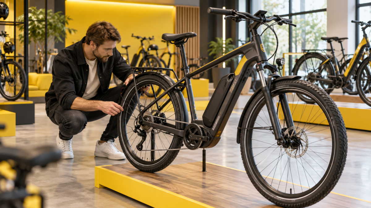 Rower elektryczny powystawowy w salonie – sprawdzanie stanu przed zakupem
