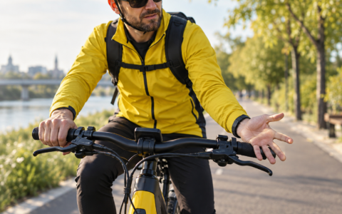 Drętwienie rąk na rowerze – rowerzysta odczuwający mrowienie dłoni podczas jazdy