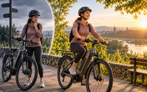 Lęk przed jazdą na rowerze elektrycznym – rowerzystka oswajająca strach i nabierająca pewności podczas jazdy