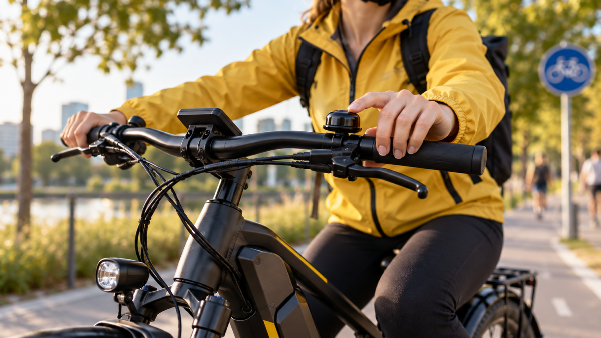 Rower elektryczny z dzwonkiem na kierownicy – obowiązkowe wyposażenie e-bike’a zgodnie z przepisami