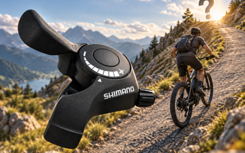 Manetka Shimano do roweru elektrycznego na tle stromego podjazdu – na jakim biegu jeździć rowerem elektrycznym