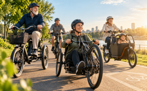 Rower elektryczny dla osoby z niepełnosprawnością – handbike i rower trójkołowy na trasie rowerowej