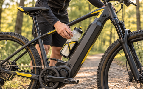 Bidon zamontowany w ramie roweru elektrycznego – uchwyt na bidon w e-bike’u