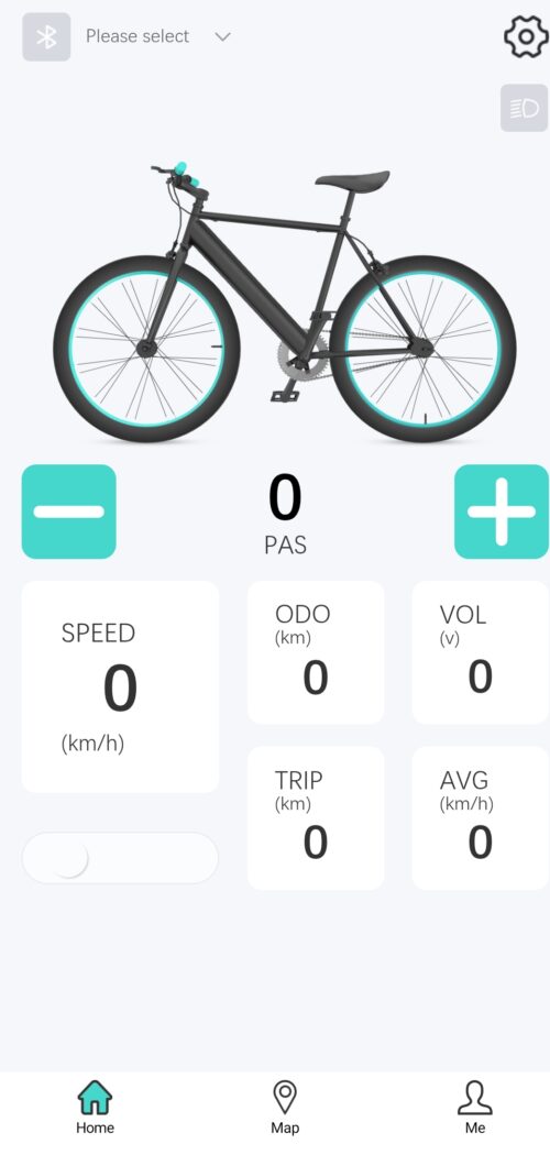 Rower elektryczny Pasebike C29 Pro - zrzut ekranu aplikacji E-bike dedykowanej rowerowi