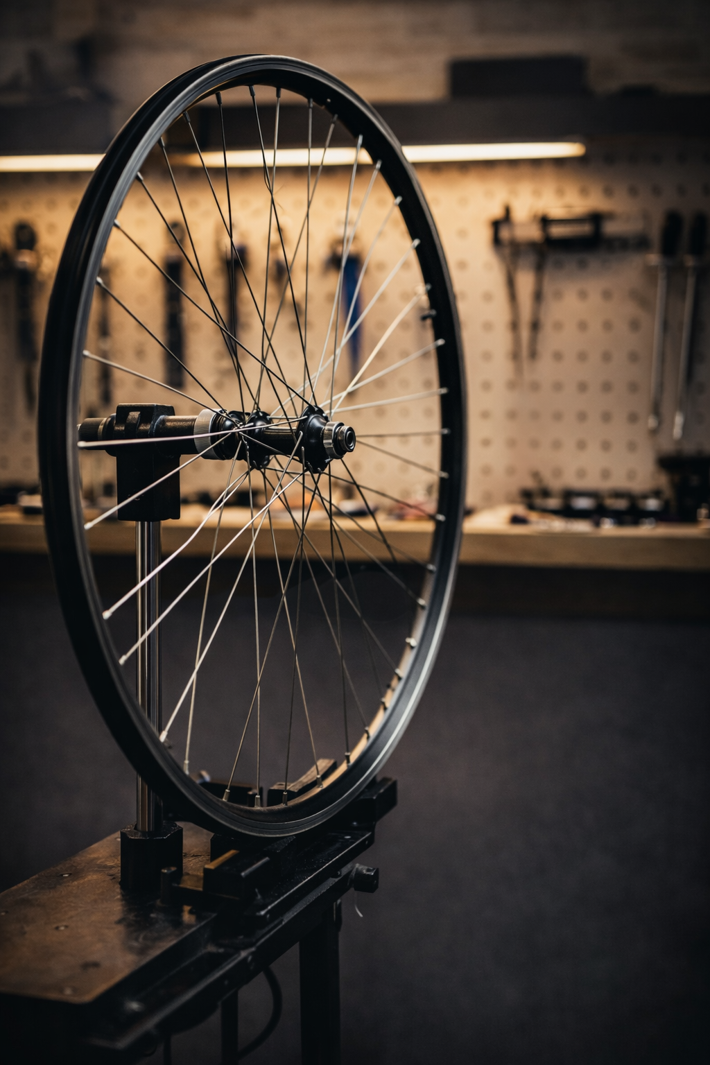 Serwis koła: wymiana szprych w rowerze elektrycznym i centrowanie bicia bocznego.