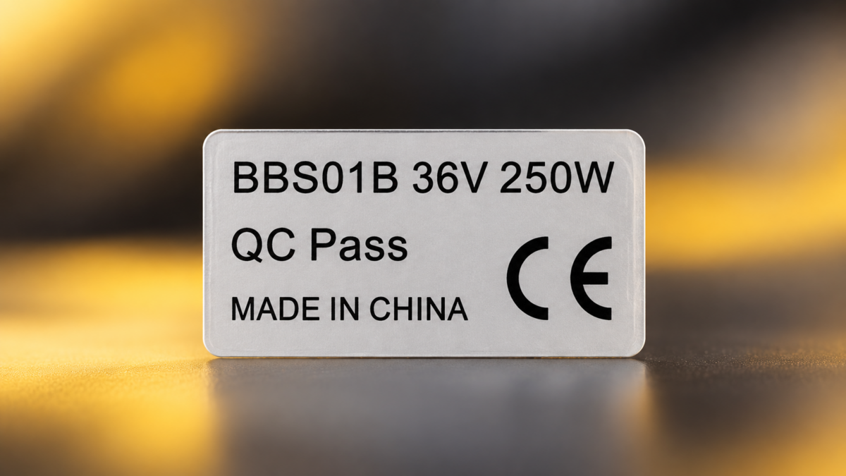 Naklejka 250W na silnik roweru elektrycznego z oznaczeniem 36V, QC Pass i CE