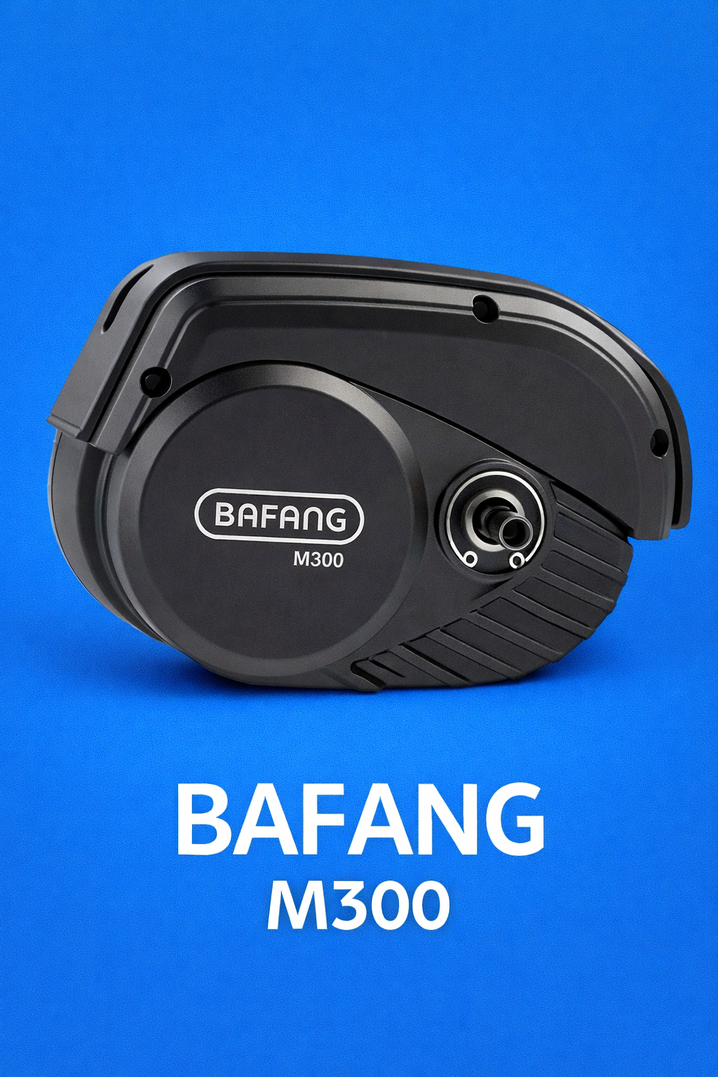Silnik Bafang M300 na niebieskim tle