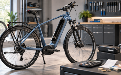 Rower elektryczny z wyjętą baterią leżącą obok – wymiana baterii w rowerze elektrycznym