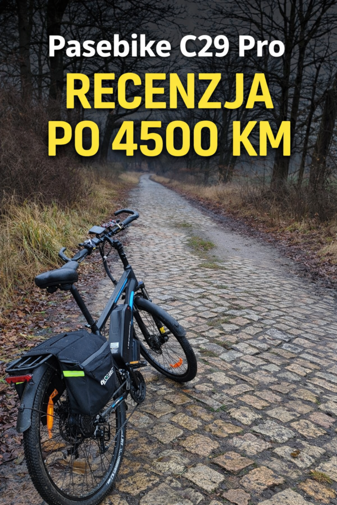 Pasebike C29 Pro na brukowanej drodze leśnej – recenzja po 4500 km, test e-bike’a w realnych warunkach, widok z trasy poza miastem