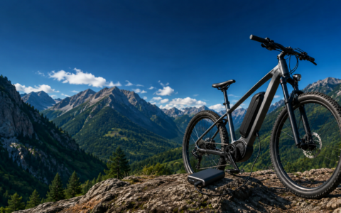 Okładka artykułu przedstawiająca rower elektryczny w naturalnej scenerii oraz temat ładowania roweru elektrycznego powerbankiem – czy można doładować e-bike w trasie.