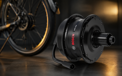 Bosch Hub Line – silnik w tylnej piaście roweru elektrycznego na tle koła e-bike’a
